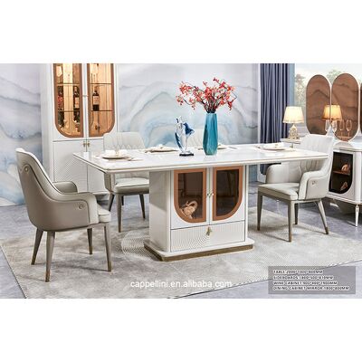 우아한 럭셔리 식탁 및 의자 세트 6인용 가구 홈 수납 화이트 완벽한 현대적인 대형 나무 식당 세트