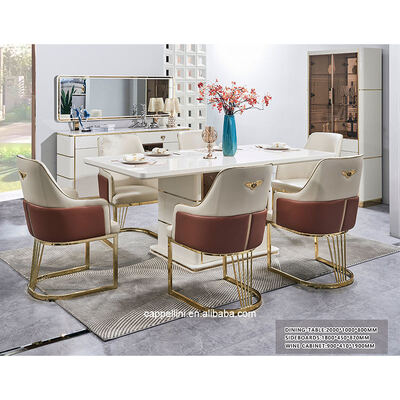 화이트 모던 럭셔리 식탁 세트 6인용 원목 식탁 가구 풀세트 홈 우드 프레임 식탁 세트 의자 4개