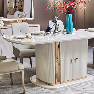 모던 럭셔리 홈 우드 식탁 및 의자 세트 6인용 가구 화이트 완제품 우드 식당 세트