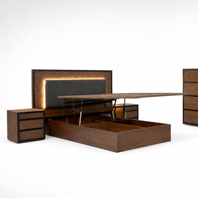 미국식 단순 단단한 목재 침실 세트 조정 가능한 듀얼 침실 가정 저장 목재 프레임 크기 왕 전체 침실 가구