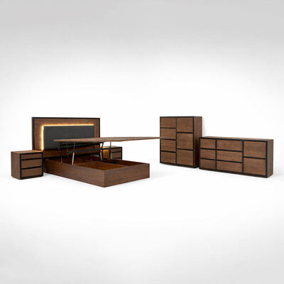 미국식 단순 단단한 목재 침실 세트 조정 가능한 듀얼 침실 가정 저장 목재 프레임 크기 왕 전체 침실 가구