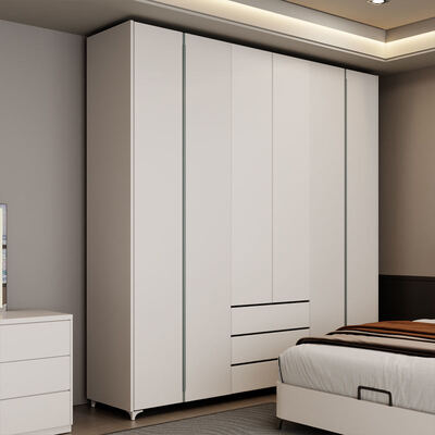 프리미엄 킹 사이즈 목조 침실 세트 저장소, 완벽한 고급 현대 침실을위한 편안한 미니멀리즘 분위기를 제공합니다