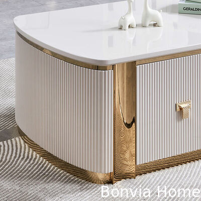 모던 럭셔리 원목 TV 스탠드 및 커피 테이블 세트 가구 대용량 수납 홈 화이트 우드 거실 커피 테이블