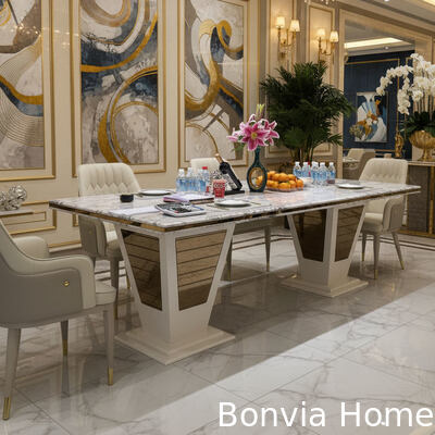 모던 럭셔리 하우스 우드 다이닝 테이블 세트 6인용 의자 직사각형 홈 레스토랑 완비된 다이닝룸 가구 세트