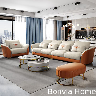 Italian Design Luxury Home Modular Leather Sofa Set Villa Furniture Wood Frame Large Living Room Sectional Sofa