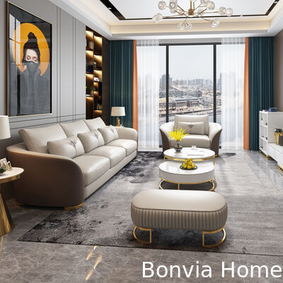 Italian Design Luxury Home Modular Leather Sofa Set Villa Furniture Wood Frame Large Living Room Sectional Sofa