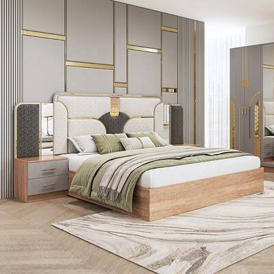 Chambre a Coucher Complet 터키어 침실 세트 킹 ​​사이즈 침대 룸 더블 나무 프레임 저렴한 럭셔리 현대 침실 가구 세트