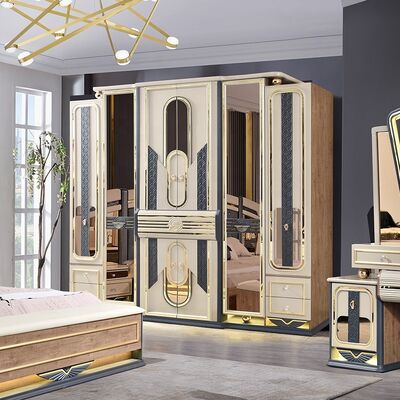 Chambre a Coucher Complete De Luxe Bedroom Sets King Size Bed Home Room Double Wooden Frame 현대 고급 침실 가구 세트