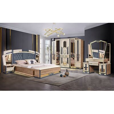 Chambre a Coucher Complete De Luxe Bedroom Sets King Size Bed Home Room Double Wooden Frame 현대 고급 침실 가구 세트