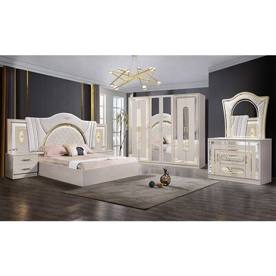 Chambre a Coucher Complete Lit Deux Places 침실 세트 킹 사이즈 침실 스위트 목조 프레임 현대 고급 침실 가구 세트