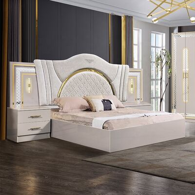 Chambre a Coucher Complete Lit Deux Places 침실 세트 킹 사이즈 침실 스위트 목조 프레임 현대 고급 침실 가구 세트
